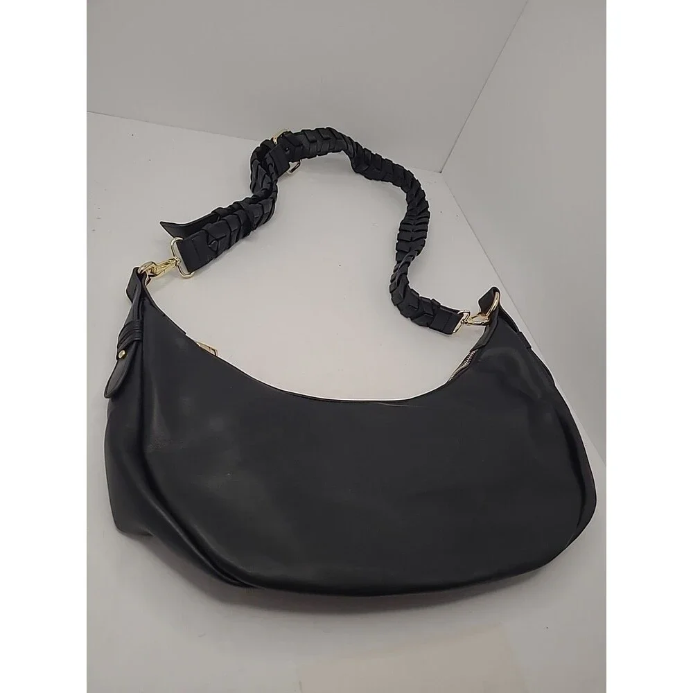 Zola Black Purse Vegan Leather Crescent Crossbody or Shoulder Bag Jules Kae.